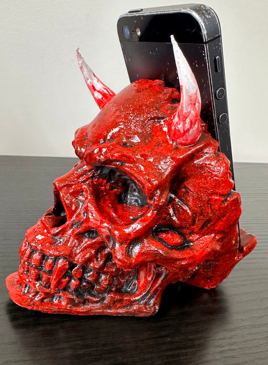 Wicked phone holder red skull -white horns
