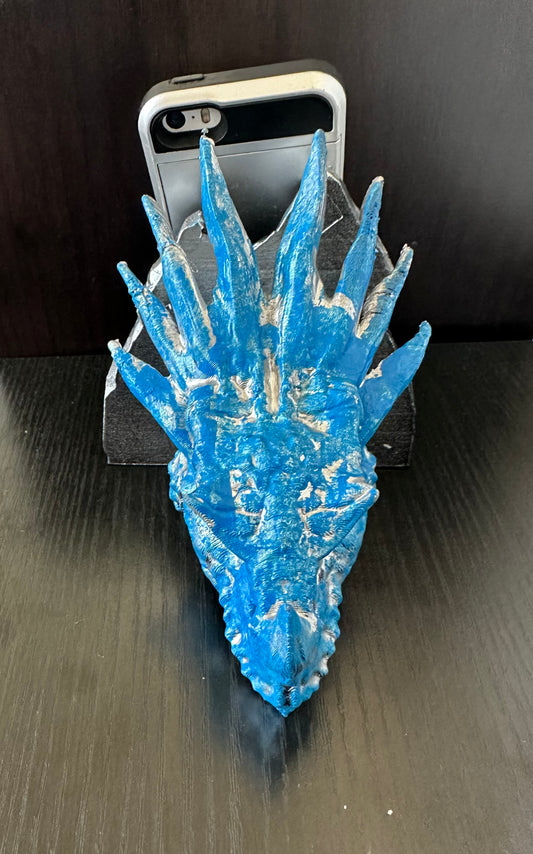 Wicked phone holder dragon head blue-silver